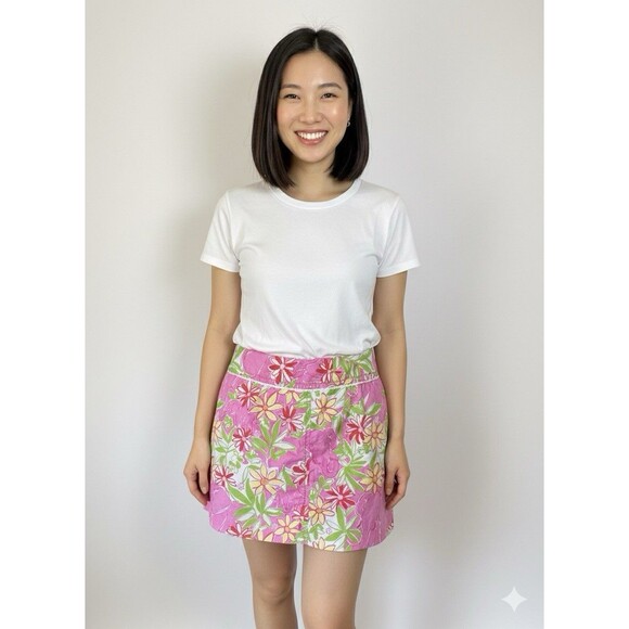 Lilly Pulitzer Hadley Skort Sz 4, Garden Vista (Pink Elephants) EUC Vintage Y2K - Picture 1 of 7
